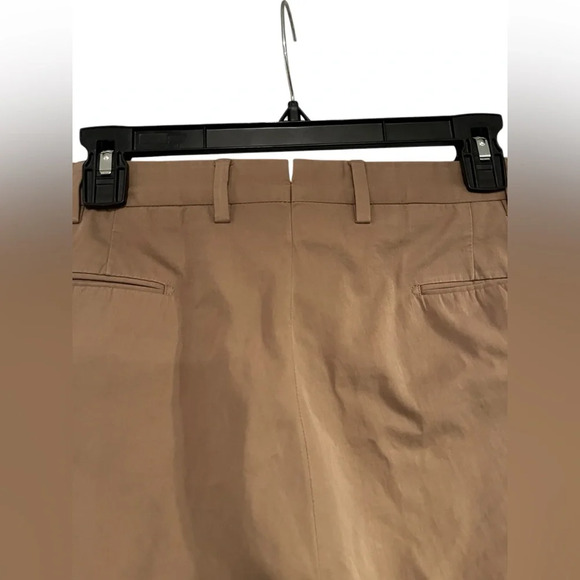 INCOTEX Solid Khaki Brown 100% Cotton Mens Luxury Flat Front Pants Trousers - 38 - Picture 5 of 11